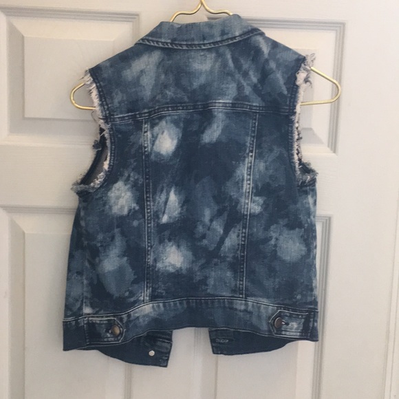 🌴Rubbish Nordstrom jean denim vest bleach look Sm - Picture 2 of 7